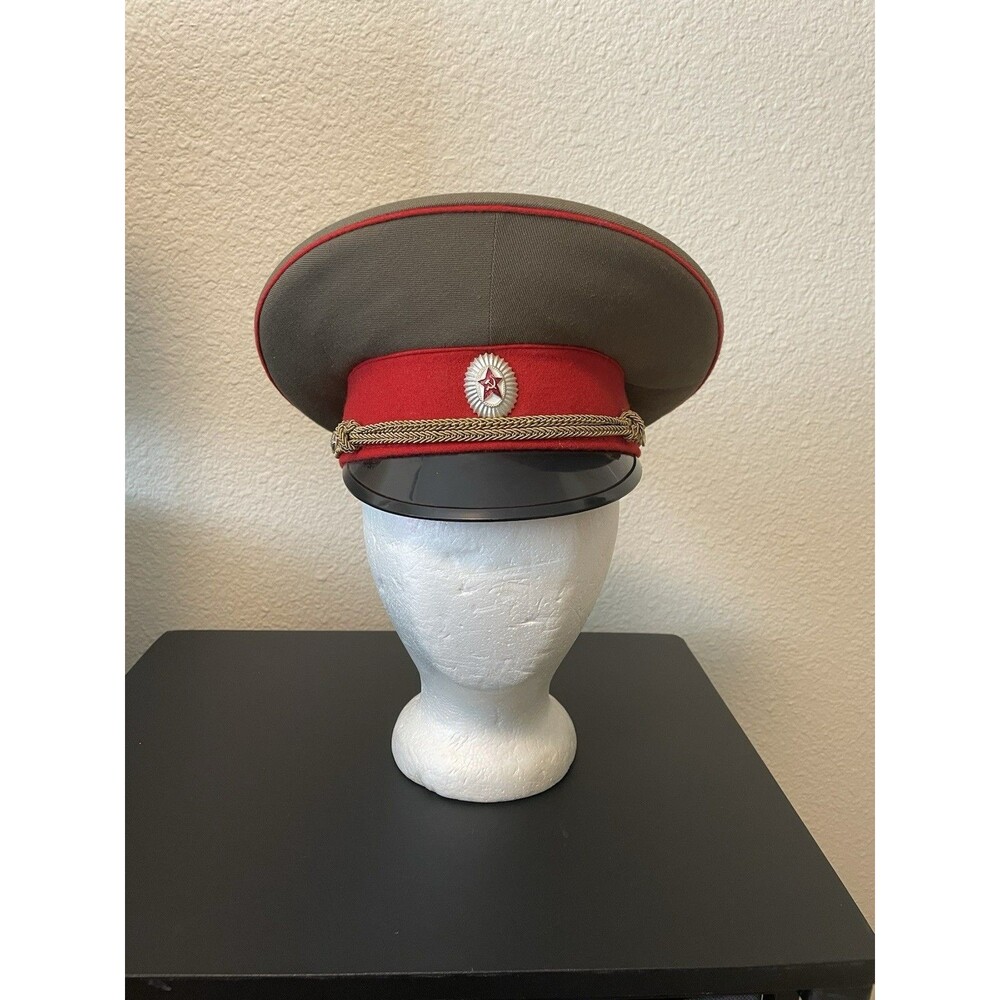 Soviet Russian Parade Visor Officer Hat Cap Badge Military Uniform Size 55 USSR